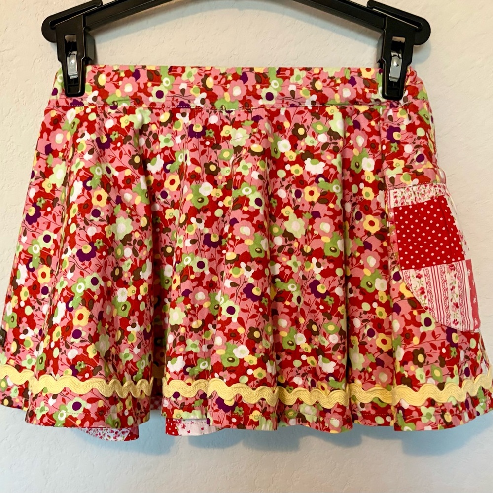 Matilda Jane Girls Patch Work Floral Circle Skirt Size 2 reversible
